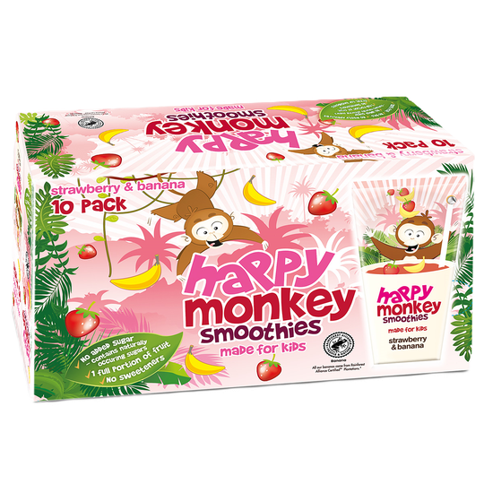 Happy Monkey 10pk jarðarberja & banana smoothie