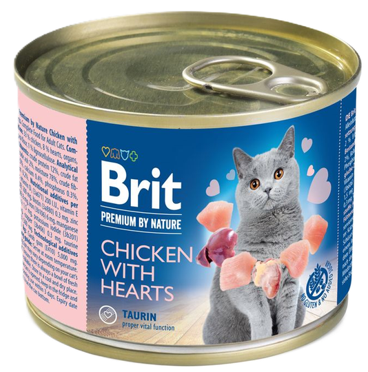 Brit kattamatur í dós chicken w. hearts