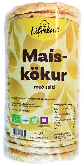 Krónan lífrænt maískökur salt