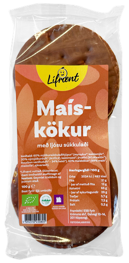Krónan lífrænt maískökur ljóst súkkulaði