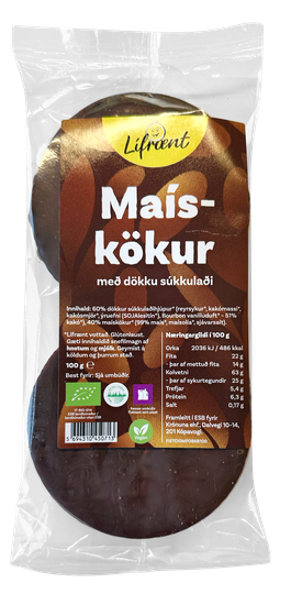 Krónan lífrænt maískökur dökkt súkkulaði