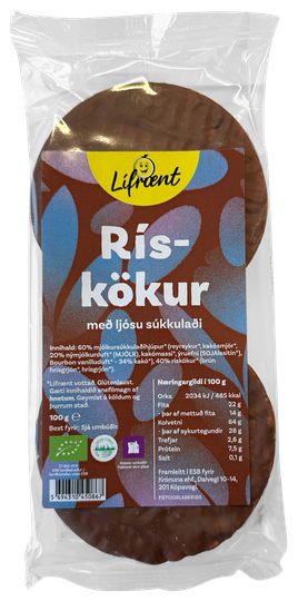 Krónan lífrænt rískökur ljóst súkkulaði