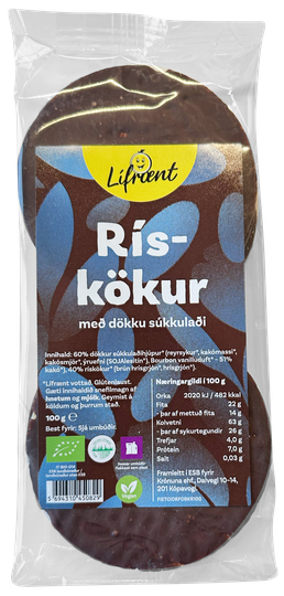 Krónan lífrænt rískökur dökkt súkkulaði