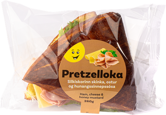 Krónu pretzelloka með skinku og osti