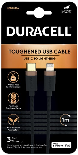 Duracell hleðslusnúra usb-c í lightning 1m
