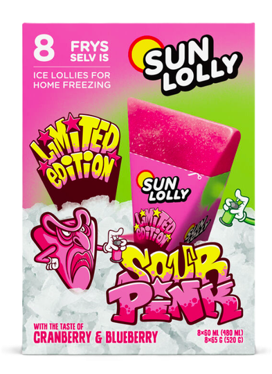Sun Lolly súr bleikur trönuber og bláber