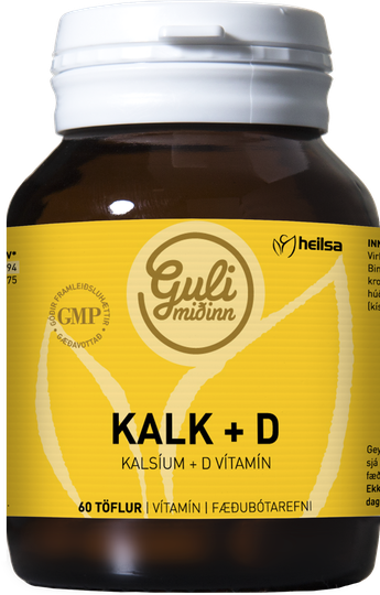 Guli miðinn kalk + d-vítamín
