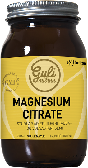 Guli miðinn magnesíum citrate