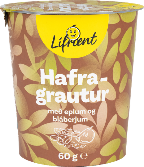 Krónan lífrænt hafragrautur í bolla m/eplum og bláberjum