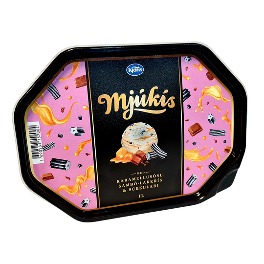 Kjörís mjúkís karamellu & lakkrís