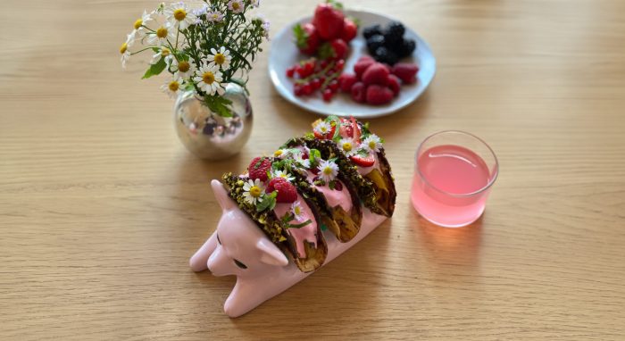 Sumartakkó með kanil og ávaxtasalsa