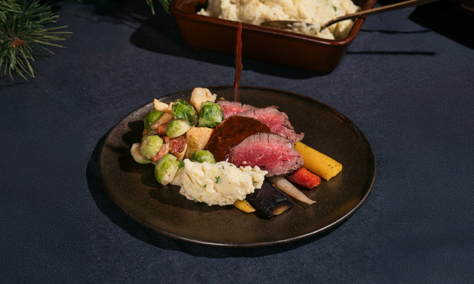 Nautalund með skalottlauk, beikoni og portvíni